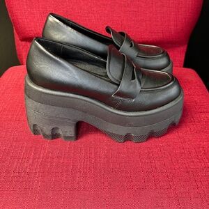 Bamboo brand black platform penny loafers. Size 8.